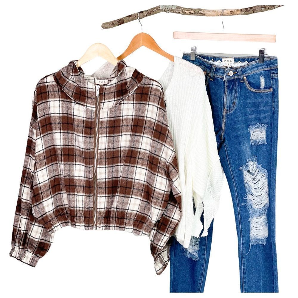 𝅺plaid Hooded Bomber Jacket - Picture 8 of 13